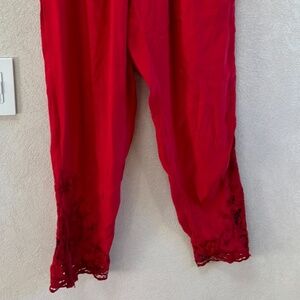 Natalie Martin Red Pants With Lace Detail - SZ L